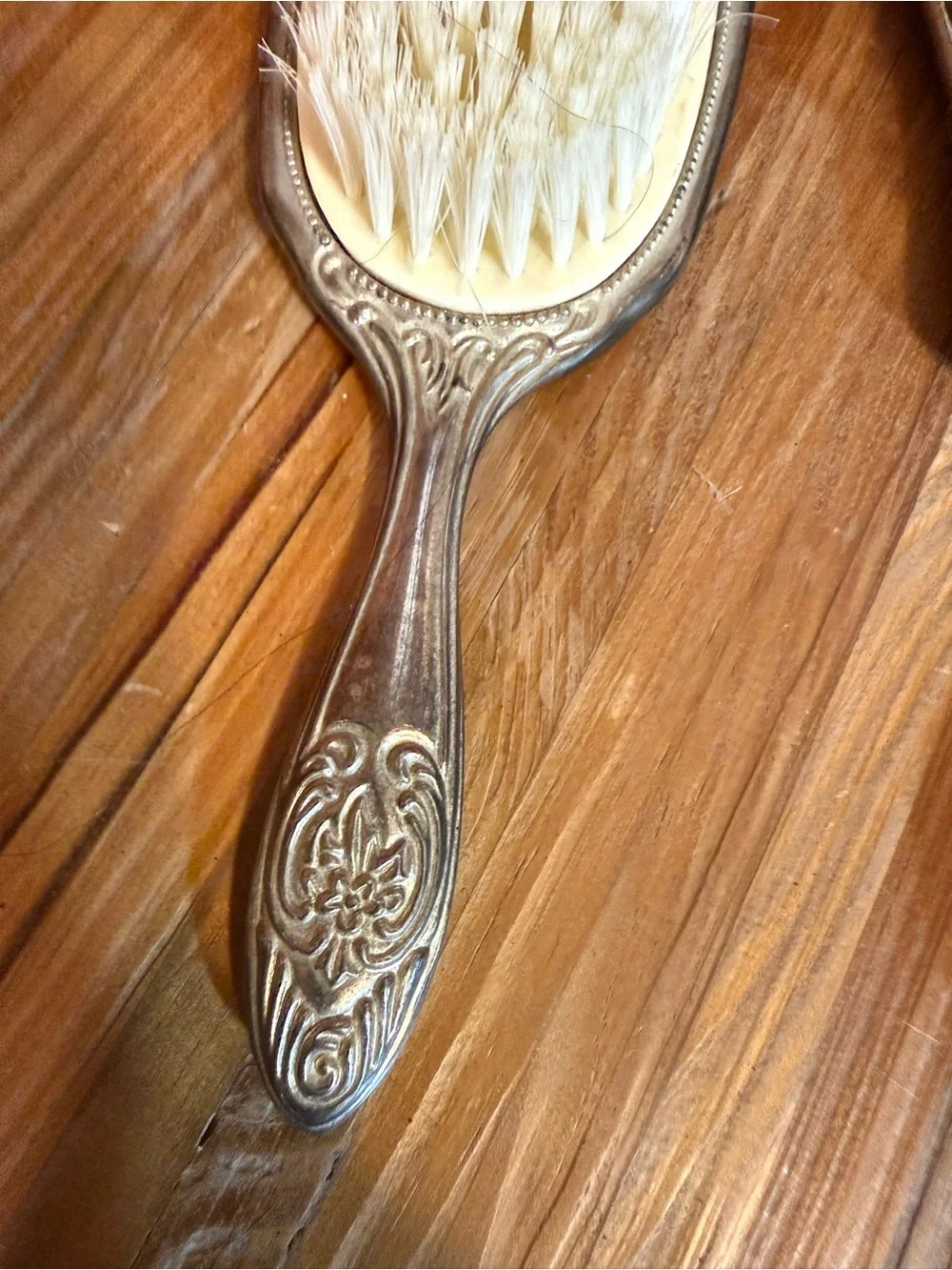 Ornate Silver-Tone Decorative Hairbrush Set Classic Victorian Towle